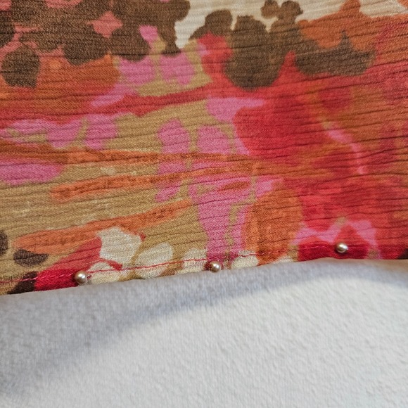 Sigrid Olsen 100% Silk Beaded Pink & Brown Floral Poncho Unsized Boho Gypsy - Picture 3 of 7